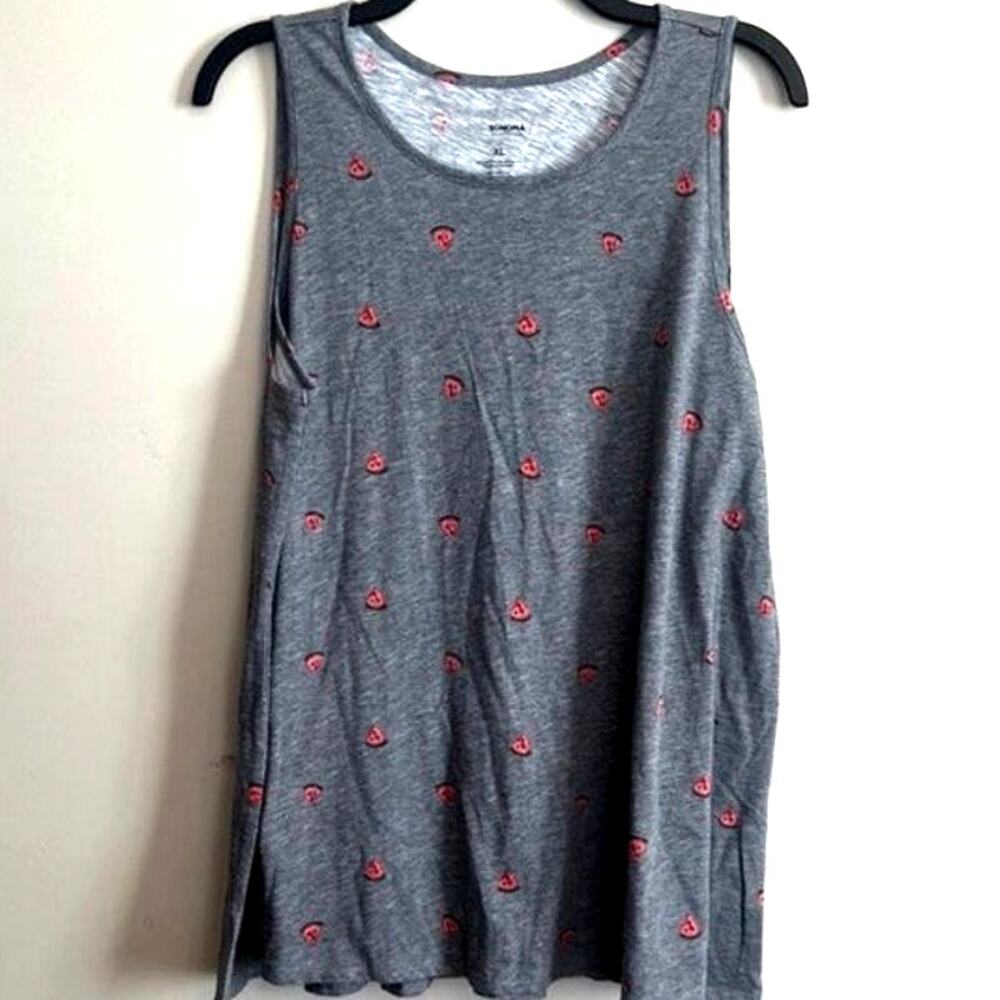 Sonoma Gray Watermelon Print Tank Top Sleeveless Casual Summer Size XL